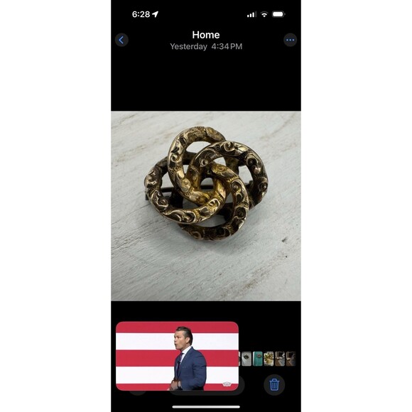 Antique Victorian yellow gold filled lovers knot Etched Pin Fob Brooch C Clasp - Picture 5 of 7